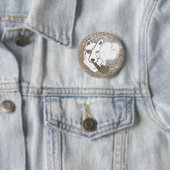 Het roken Wolf Ronde Button 5,7 Cm (In situ)