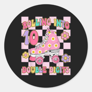 Het rollen in 10 Dubbele Cijfers 10de Verjaardagsr Ronde Sticker