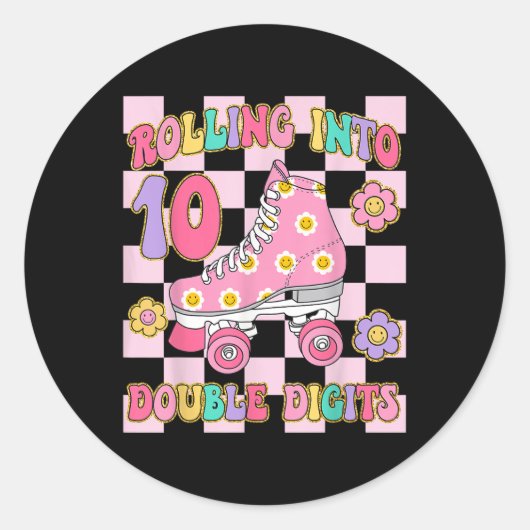 Het rollen in 10 Dubbele Cijfers 10de Verjaardagsr Ronde Sticker (Voorkant)