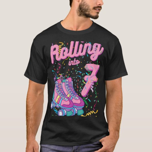 Het rollen in 7e Schaatsen van de Maandag Roller 7 T-shirt (Voorkant)