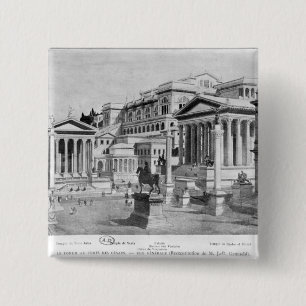 Het Roman Forum of Antiquita Vierkante Button 5,1 Cm
