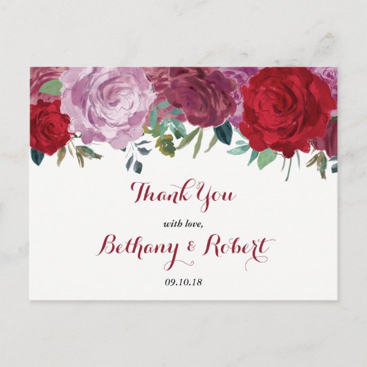 Het Romantische Collectie van het Floral Wedding Briefkaart (Voorkant)