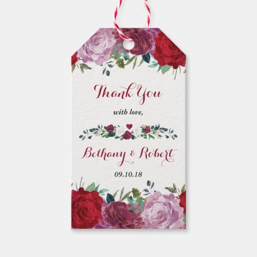 Het Romantische Collectie van het Floral Wedding Cadeaulabel (Voorkant)