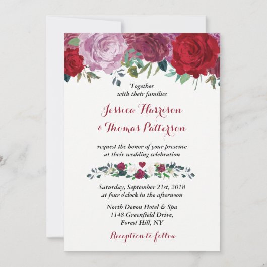 Het Romantische Collectie van het Floral Wedding Kaart (Voorkant)