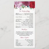 Het Romantische Collectie van het Floral Wedding Programmakaart (Achterkant)