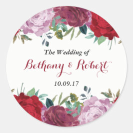 Het Romantische Collectie van het Floral Wedding Ronde Sticker