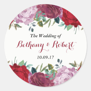 Het Romantische Collectie van het Floral Wedding Ronde Sticker