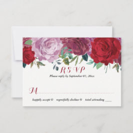Het Romantische Collectie van het Floral Wedding RSVP Kaartje