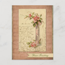 Het romantische Franse Vintage Roze nam Briefkaart