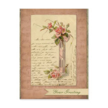 Het romantische Franse Vintage Roze nam Briefkaart