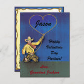 Het Romantische Hart van de vintage Cowboy Feestdagenkaart (Voorkant / Achterkant)