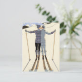 Het romantische het Ski?en Briefkaart van het Paar (Staand voorkant)