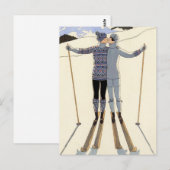 Het romantische het Ski?en Briefkaart van het Paar (Voorkant / Achterkant)