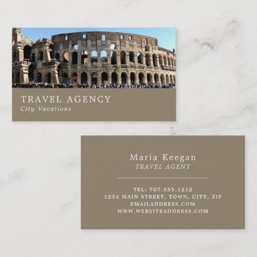 Het Romeinse Colosseum, Rome, reisagent Visitekaartje (Voorkant / Achterkant)