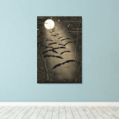 Het ronddraaien van de volle maan slaat  Halloween Canvas Afdruk (Insitu (Houten vloer))