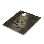 Het ronddraaien van de volle maan slaat  Halloween Tegeltje (Zijkant)