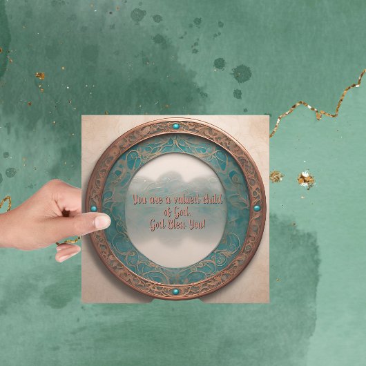 Het ronde koperturquoise Lijst Feestdagenkaart