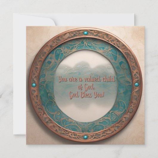 Het ronde koperturquoise Lijst Feestdagenkaart (Voorkant)