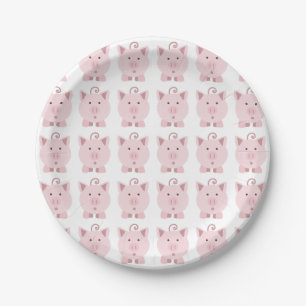 Het ronde Roze Patroon van het Varken Papieren Bordje