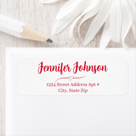 Het Rood Bold Script-terugzendadres van Heart Wedd Etiket (Insitu)