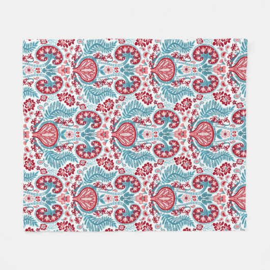 Het Rood en de Wintertaling van het Damast van de Fleece Deken (Voorkant (Horizontaal))