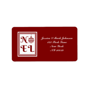 Het Rood en het Wit van de Vakantie van Kerstmis Etiket