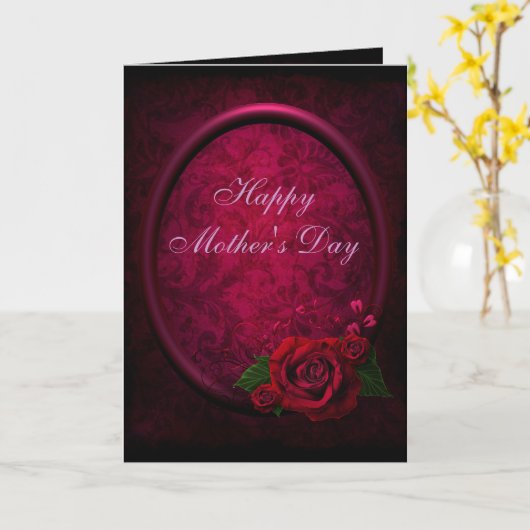 Het rood nam & de Paarse Kaart van het Moederdag (Gele Bloem)