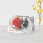 Het rood nam - het Denken aan u Kaart toe (Gele Bloem)