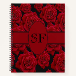 Het rood nam Monogram toe Notitieboek