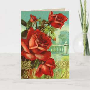 Het rood nam Vintage Valentijn toe Feestdagen Kaart