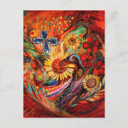 Het rood op rood briefkaart (Voorkant)