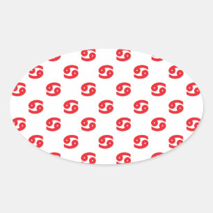 Het Rood van het Patroon van kanker Ovale Sticker