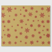Het Rood van het Patroon van sneeuwvlokken op Goud Cadeaupapier (Vlak)