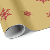 Het Rood van het Patroon van sneeuwvlokken op Goud Cadeaupapier (Rol Hoek)