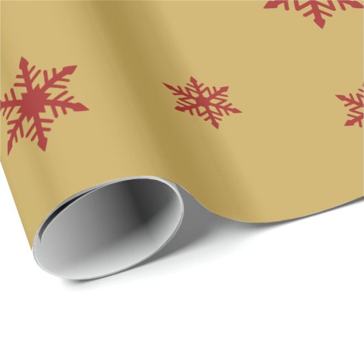 Het Rood van het Patroon van sneeuwvlokken op Goud Cadeaupapier (Rol Hoek)