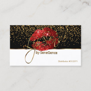 Het Rood van Lipsense schittert Lippen op Wit en Visitekaartje