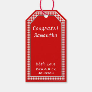 Het rood-wit gingang-hangt de SJABLOON van het Cadeaulabel