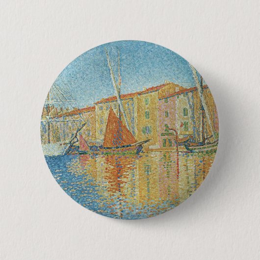 Het roodbruin van Paul Signac,  Pointillisme Ronde Button 5,7 Cm (Voorkant)