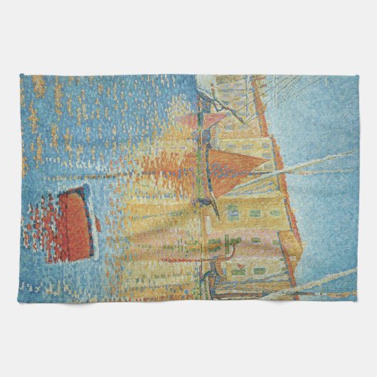 Het roodbruin van Paul Signac,  Pointillisme Theedoek (Horizontaal)