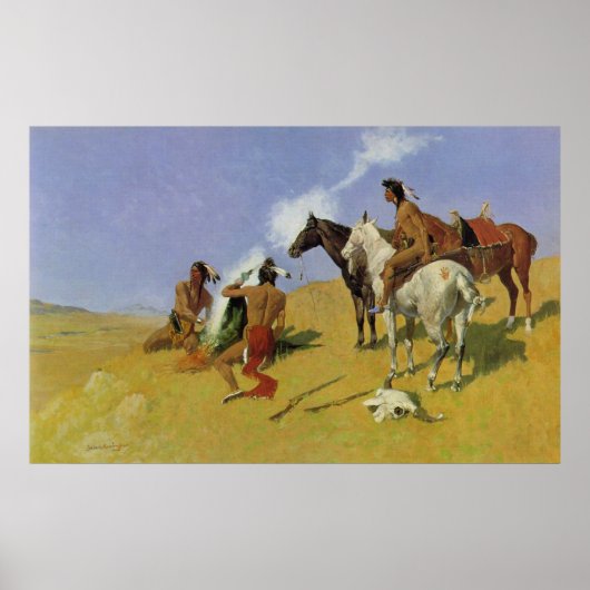 Het rooksignaal ~ Frederic Remington Poster (Voorkant)