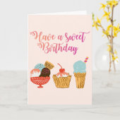 Het Roomijs van de verjaardag & de Illustratie van Kaart (Gele Bloem)