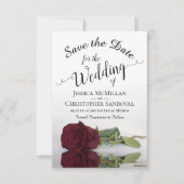 Het Roos Burgundy Elegant Romantic Wedding Save The Date (Voorkant)