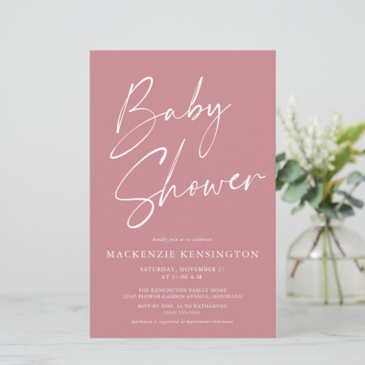 Het Roos Eenvoudige Baby shower van het Manuscript (Staand voorkant)