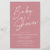 Het Roos Eenvoudige Baby shower van het Manuscript (Voorkant)