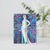 Het Roos en het Night Art Deco Briefkaart (Staand voorkant)