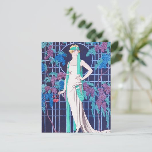 Het Roos en het Night Art Deco Briefkaart (Staand voorkant)