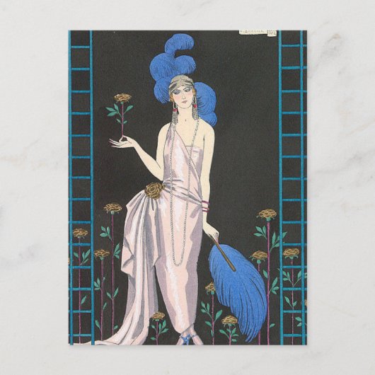 Het Roos Evening Dress van George Barbier Briefkaart (Voorkant)