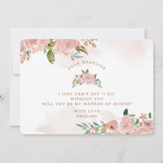 Het Roos Floral Matron of Honor proposal Kaart (Achterkant)