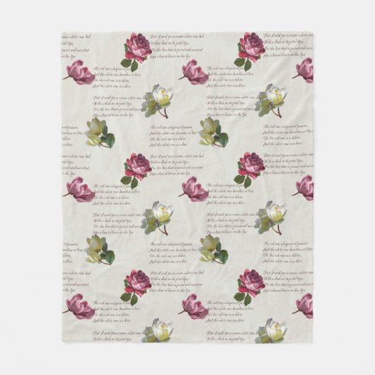 Het Roos gedicht Fleece Deken (Voorkant)