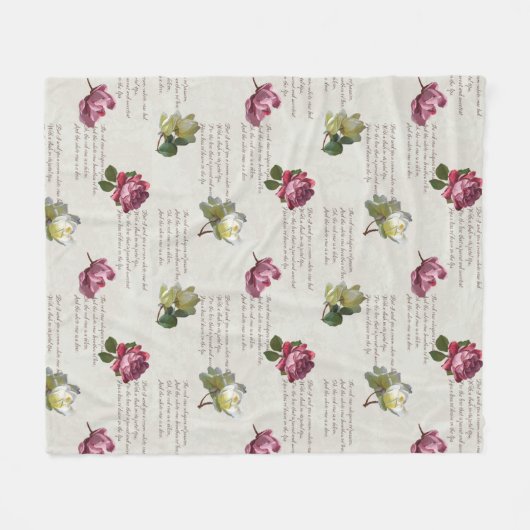 Het Roos gedicht Fleece Deken (Voorkant (Horizontaal))